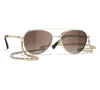 Pale Gold frame./Gradient Brown Polarised (clip on) with Clear blue-violet light filter lenses. / 56