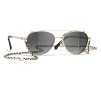 Pale Gold frame./Gradient Grey Polarised (clip on) with Clear blue-violet light filter lenses. / 56