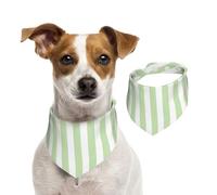 Pale Green And White Candy Stripes,Pet Bib Scarf Cats Dog Bandana Dogs Towel Bib Adjustable Pet Scarf,L