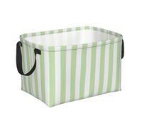 Pale Green And White Candy Stripes, Storage Baskets with Handle, Laundry Hamper Decorative Organizer for Home