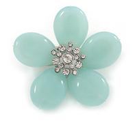 Pale Green Resin Stone Daisy Brooch - 60mm Across