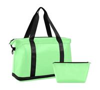 Pale Green Solid Color Pure Plain Large Travel Duffel Luggage Weekender Overnight Bag with Adjustable Strap for Business Trips 2 Pcs Set, pale green Solid color Pure Plain, One Size