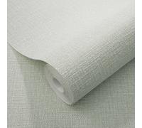 Pale Green Wallpaper Linen Effect Textured Free Match Dining Room Lounge Bedroom