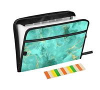 Pale Greenish-Gold Marble Texture Wide File Folders 13 Pockets A4 Letter Size with Zipper Closure for Accordion File Folders