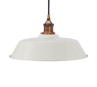 Pale Grey Chancery Painted Dome Pendant Light With Antique Copper Lamp Holder And Black Twisted Cable - Se Home