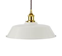 Pale Grey Chancery Painted Dome Pendant Light With Gold Lamp Holder And Brown Twisted Cable - Se Home