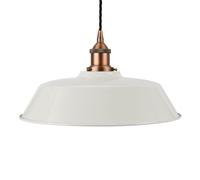 Pale Grey Chancery Painted Dome Pendant Light With Matt Antique Copper Lamp Holder And Black Twisted Cable - Se Home