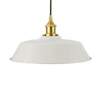 Pale Grey Chancery Painted Dome Pendant Light With Polished Brass Lamp Holder And Black Round Cable - Se Home