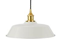 Pale Grey Chancery Painted Dome Pendant Light With Polished Brass Lamp Holder And Black Twisted Cable - Se Home
