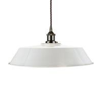 Pale Grey Large Chancery Painted Dome Pendant Light With Black Nickel Lamp Holder And Brown Twisted Cable - Se Home