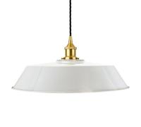 Pale Grey Large Chancery Painted Dome Pendant Light With Polished Brass Lamp Holder And Black Twisted Cable - Se Home