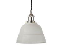 Pale Grey Lincoln Painted Dome Pendant Light With Nickel Lamp Holder And Black Twisted Cable - Se Home