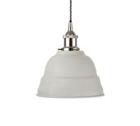 Pale Grey Lincoln Painted Dome Pendant Light With Nickel Lamp Holder And Grey Twisted Cable - Se Home