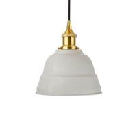 Pale Grey Lincoln Painted Dome Pendant Light With Polished Brass Lamp Holder And Black Round Cable - Se Home