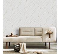 Pale Grey Textured Wallpaper Gold Metallic Cracked Lines Shimmer Vinyl Feature