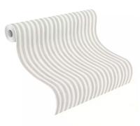Pale Grey White Stripes Non-Woven Wallpaper Rasch 252767