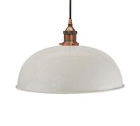 Pale Grey Worcester Painted Dome Pendant Light With Antique Copper Lamp Holder And Black Round Cable - Se Home