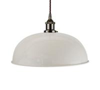 Pale Grey Worcester Painted Dome Pendant Light With Black Nickel Lamp Holder And Brown Twisted Cable - Se Home