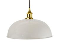 Pale Grey Worcester Painted Dome Pendant Light With Gold Lamp Holder And Black Round Cable - Se Home