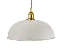 Pale Grey Worcester Painted Dome Pendant Light With Gold Lamp Holder And Brown Twisted Cable - Se Home