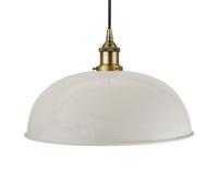 Pale Grey Worcester Painted Dome Pendant Light With Matt Antique Brass Lamp Holder And Black Round Cable - Se Home