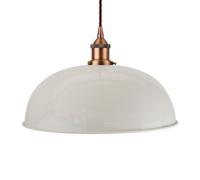 Pale Grey Worcester Painted Dome Pendant Light With Matt Antique Copper Lamp Holder And Brown Twisted Cable - Se Home