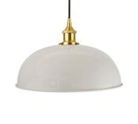 Pale Grey Worcester Painted Dome Pendant Light With Polished Brass Lamp Holder And Black Round Cable - Se Home