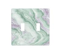 Pale Lavender Marble Fluid Sage Green Double Gang Toggle Light Cover Wall Plate Switch Decor Standard Size - 11.4x11.4cm