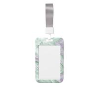 Pale Lavender Marble Fluid Sage Green Sliding Id Badge Holder Hard Plastic Work Card Case Name Tag Protector for Nurses Office
