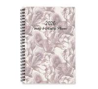 Pale Lavender Peacock Plumes Journal 2026 A5 To Do List Notebook Diary Book Diaries for Women Diary Notebook for University Student Week To View Monthly Year Planner with Dotted Line Note Page Slim