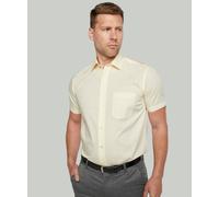 Double TWO Men's Short Sleeve Shirt White Button Down Formal Business Casual Shirt