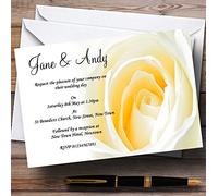 Pale Lemon Yellow Rose Personalised Wedding Invitations