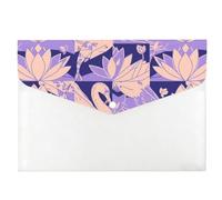 Pale Lilac Lotus Flowers Plastic Folders A4, Envelope Folders A4, Pocket Folder, Revision Clear Document Wallets, Storage Files with Snap Button, Bag for School Office Home Travel