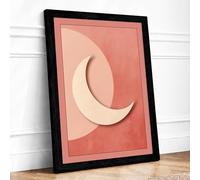 Pale Moon Rising Minimalist Framed Wall Art Print A1 Black