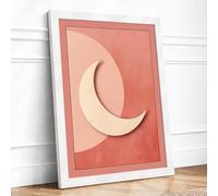 Pale Moon Rising Minimalist Framed Wall Art Print A2 White