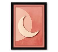 Pale Moon Rising Minimalist Framed Wall Art Print A4 (29.7×21cm) Black, Wall Decor for Living Room, Bedroom, Office & Home, Ready to Hang, Art Gift