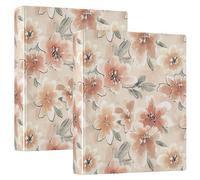 Pale Orange Floral 3 Ring Binders 1.5 Inch Clear View Three Ring Binders Versatile Binder Fits 200 Sheets 2 Pack