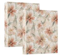 Pale Orange Flower 3 Ring Binders 1.5 Inch Clear View Three Ring Binders Versatile Binder Fits 200 Sheets 2 Pack