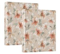 Pale Orange Flowers 3 Ring Binders 1.5 Inch Clear View Three Ring Binders Versatile Binder Fits 200 Sheets 2 Pack