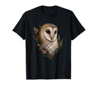 Pale Owl with Teal and Rust Leaves T-Shirt