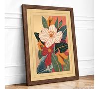 Pale Pink Bloom Botanical Framed Wall Art Print A2 (59.4×42cm) Walnut, Wall Decor for Living Room, Bedroom, Office & Home, Ready to Hang, Art Gift