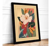 Pale Pink Bloom Botanical Framed Wall Art Print A4 (29.7×21cm) Black, Wall Decor for Living Room, Bedroom, Office & Home, Ready to Hang, Art Gift