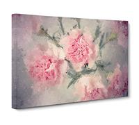 Pale Pink Carnation Flowers Canvas Print | Gallery Wrapped 30mm Frame Wall Art | 24x16 inches | Ready to Hang | Abstract Floral Picture | Living Room Bedroom Lounge Office