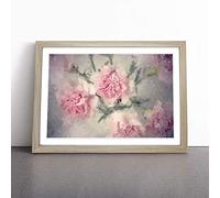 Pale Pink Carnation Flowers in Abstract | Framed Wall Art Print | Modern Home Decor Picture | Ready to Hang Artwork for Living Room, Bedroom, Kitchen or Office | Multiple Sizes