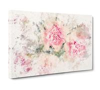 Pale Pink Carnation Flowers Watercolour Canvas Print | Gallery Wrapped 30mm Frame Wall Art | 30x20 inches | Ready to Hang | Modern Floral Picture | Living Room Bedroom Lounge Office