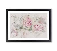 Pale Pink Carnation Flowers Watercolour Framed Print | A2 Black Framed Wall Art | Ready to Hang | Modern Floral Picture | Living Room Bedroom Lounge Office
