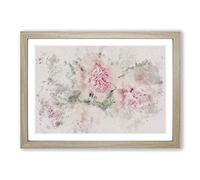 Pale Pink Carnation Flowers Watercolour Framed Print | A2 Oak Framed Wall Art | Ready to Hang | Modern Floral Picture | Living Room Bedroom Lounge Office