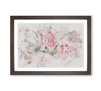 Pale Pink Carnation Flowers Watercolour Framed Print | A2 Walnut Framed Wall Art | Ready to Hang | Modern Floral Picture | Living Room Bedroom Lounge Office