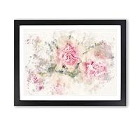 Pale Pink Carnation Flowers Watercolour Modern Framed Print | A2 Black Framed Wall Art | Ready to Hang | Modern Floral Picture | Living Room Bedroom Lounge Office