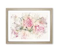 Pale Pink Carnation Flowers Watercolour Modern Framed Print | A3 Oak Framed Wall Art | Ready to Hang | Modern Floral Picture | Living Room Bedroom Lounge Office
